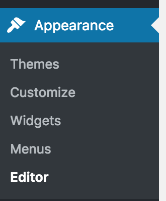 Choose 'Editor' from the 'Appearance' menu.